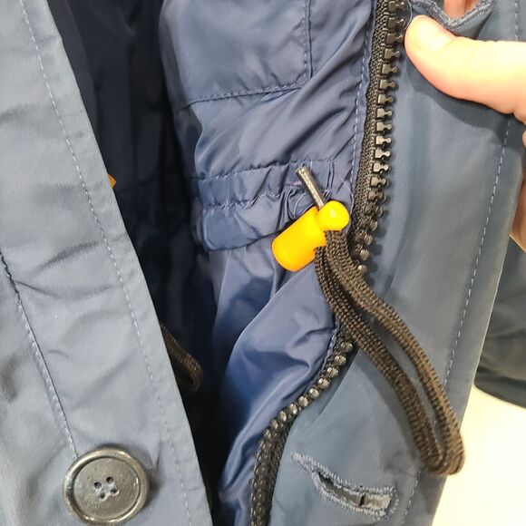 Vintage Eddie Bauer Mens Goose  Down Jacket Blue Barn Chore Coat Contrast Collar - Picture 9 of 14